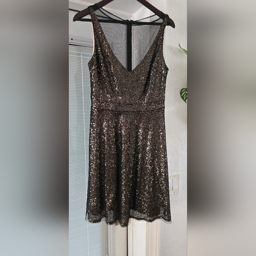 Betsy Johndon Sequin Gold Shimmer Dress